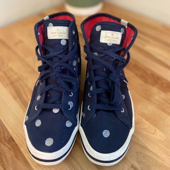 kate spade Shoes - EUC Kate Spade High Top Polka Dot Keds